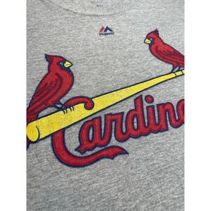 Mens St Louis Cardinals MLB Graphic T-Shirt Gray Large Birds Bat Logo FAIR COND
